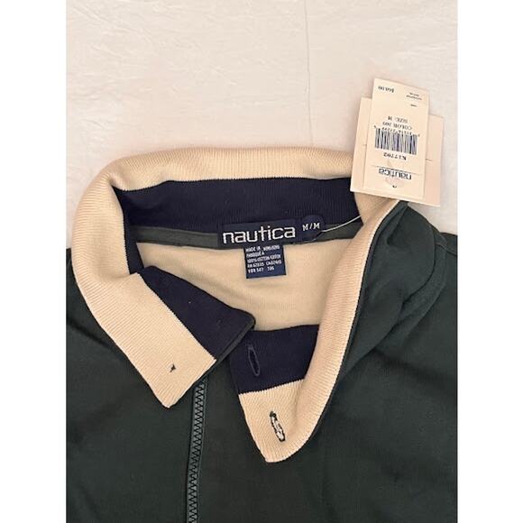 Vintage New 90s Nautica Sweatshirt Dark Green Quarter Zip - Picture 3 of 8